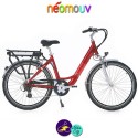 NEOMOUV CARLINA 26" 15.4Ah, couleur cerise et cadre de 46cm avec système d'assistance-Vélo électrique pour Femmes