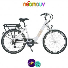 NEOMOUV CARLINA 26" 15.4Ah, couleur blanc et cadre de 46cm avec système d'assistance-Vélo électrique pour Femmes