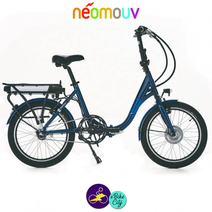 NEOMOUV PLIMOA 11Ah, bleu lagon et cadre de 40cm avec système d'assistance-Vélo électrique pliant Mixte