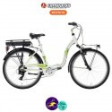 LOMBARDO E-ELBA SPORT 11.6Ah, couleur blanc et cadre 17" avec système d'assistance BAFANG RM G01-Vélo électrique pour Femmes