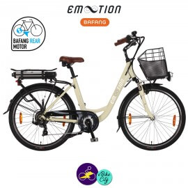 E-MOTION-PRELUDE 13Ah, hauteur du cadre 46cm couleur crème avec système d'assistance BAFANG SWX01-Vélo électrique pour Femmes