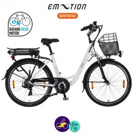 E-MOTION-PRELUDE 13Ah, hauteur du cadre 46cm couleur blanc avec système d'assistance BAFANG SWX01-Vélo électrique pour Femmes
