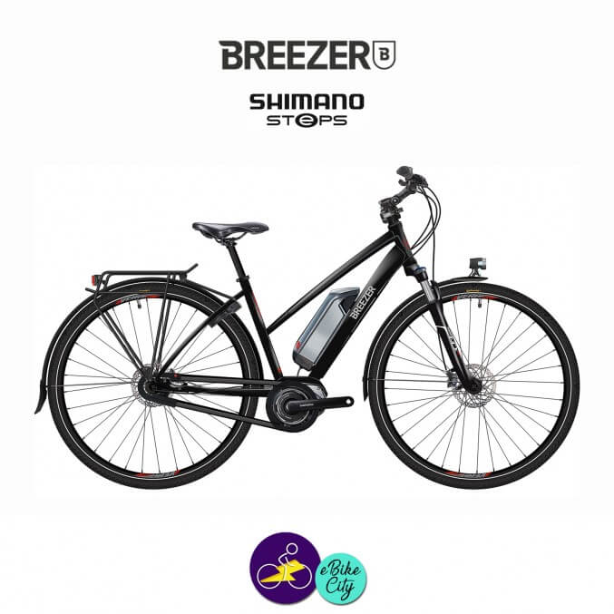 BREEZER-GREENWAY IG+-ST-DI2 11.1Ah, cadre de 44cm en satin noir avec assistance Shimano Steps-Vélo électrique pour Hommes