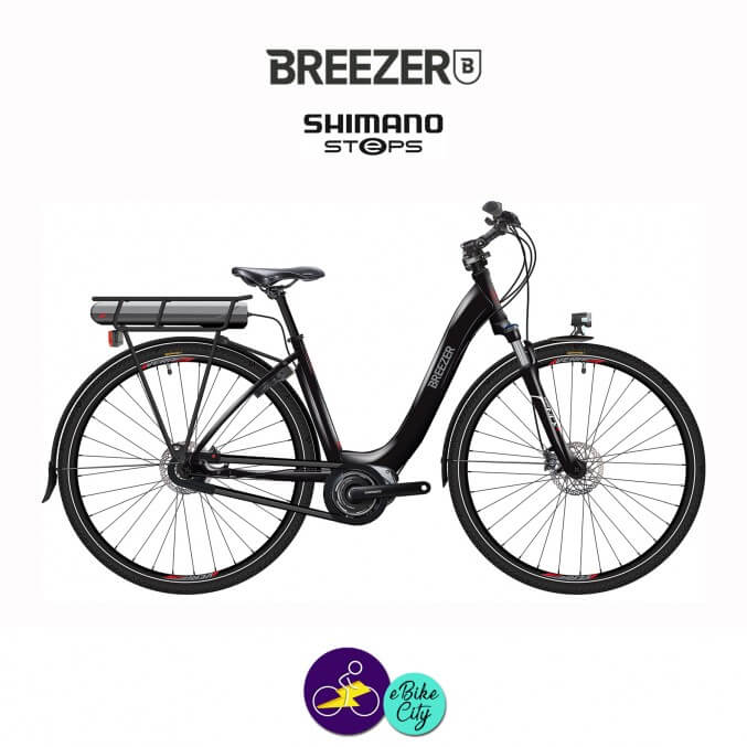 BREEZER-GREENWAY IG+ LS-DI2 11.1Ah, cadre de 43cm en satin noir avec assistance Shimano Steps-Vélo électrique pour Femmes