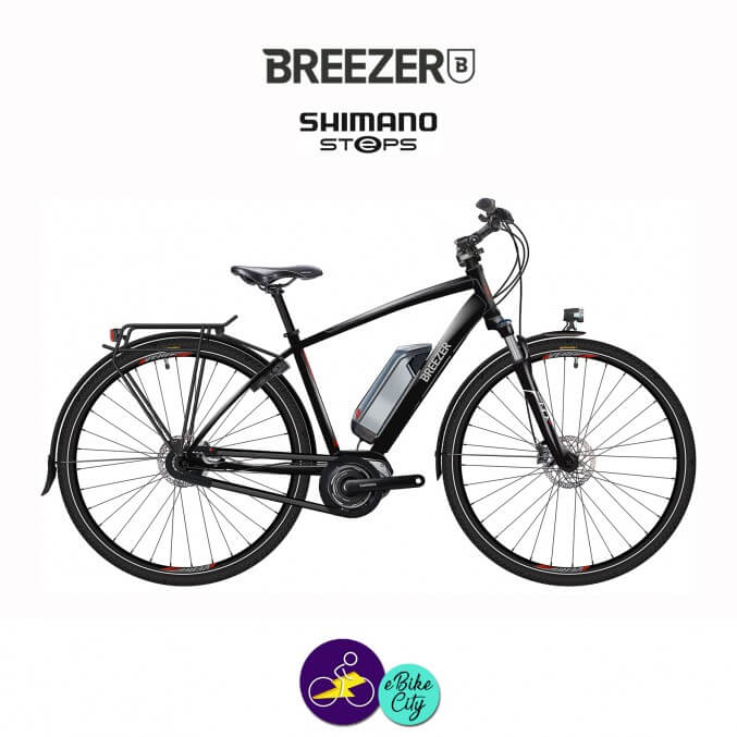 BREEZER-GREENWAY IG+ DI2 11.1Ah, cadre de 58cm en satin noir avec assistance Shimano Steps-Vélo électrique pour Hommes