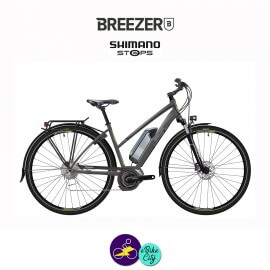 BREEZER-GREENWAY+ ST 11.1Ah, cadre de 48cm en satin gris avec assistance Shimano Steps-Vélo électrique pour Femmes