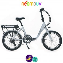 NEOMOUV PLIMOA N3 11Ah, gris clair et cadre de 40cm avec système d'assistance 250W-Vélo électrique pliant Mixte